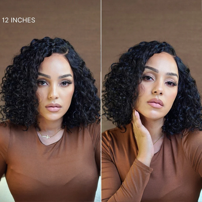 Black with Blonde Highlights Curly Bob 13x4 HD Lace Front Human Hair Wig